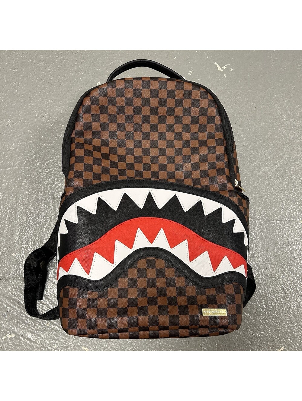 NEW Sprayground Limited Edition Brown Checkered Shark Backpack